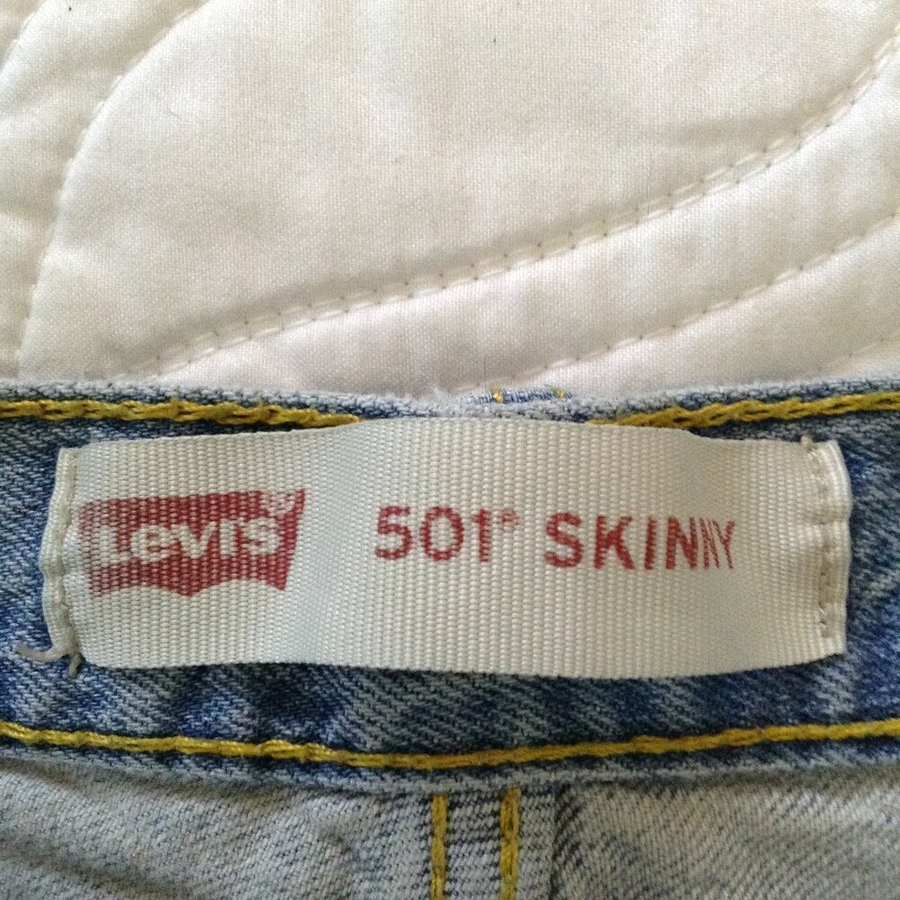2018 Levi's 501 Skinny; 16 regular, Youth, Denim Jeans, Y2K, Light wash, Boho - Picture 3 of 6